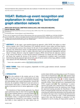 ViGAT: Bottom-up event recognition and explanation in video using
  factorized graph attention network