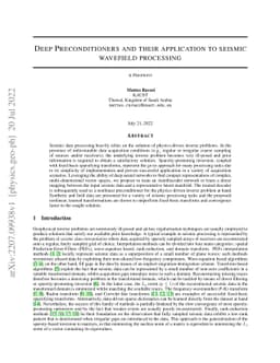 Deep Preconditioners and their application to seismic wavefield
  processing