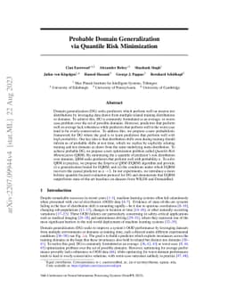Probable Domain Generalization via Quantile Risk Minimization