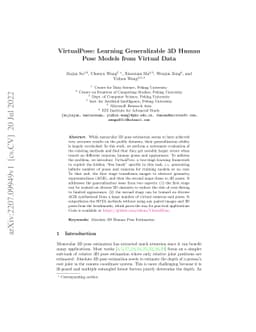 VirtualPose: Learning Generalizable 3D Human Pose Models from Virtual
  Data