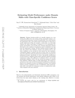 Estimating Model Performance under Domain Shifts with Class-Specific
  Confidence Scores