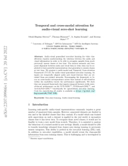 Temporal and cross-modal attention for audio-visual zero-shot learning