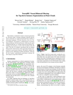 NeuralBF: Neural Bilateral Filtering for Top-down Instance Segmentation
  on Point Clouds