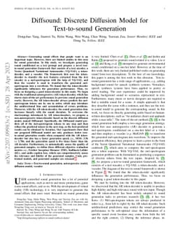 Diffsound: Discrete Diffusion Model for Text-to-sound Generation