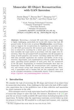 Monocular 3D Object Reconstruction with GAN Inversion