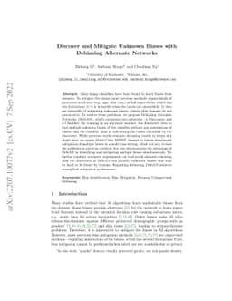 Discover and Mitigate Unknown Biases with Debiasing Alternate Networks