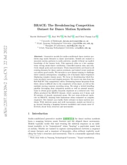BRACE: The Breakdancing Competition Dataset for Dance Motion Synthesis