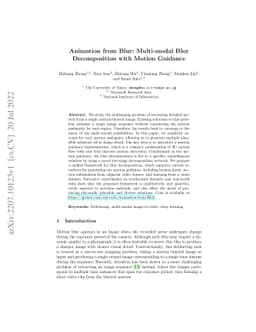 Animation from Blur: Multi-modal Blur Decomposition with Motion Guidance