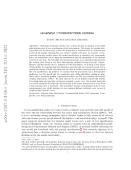 Learning Underspecified Models