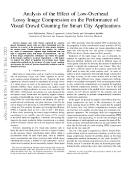 Analysis of the Effect of Low-Overhead Lossy Image Compression on the
  Performance of Visual Crowd Counting for Smart City Applications