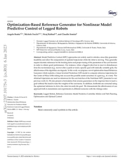 Optimization-Based Reference Generator for Nonlinear Model Predictive
  Control of Legged Robots