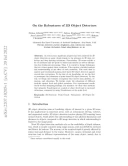 On the Robustness of 3D Object Detectors