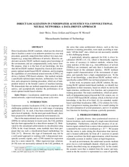 Direct Localization in Underwater Acoustics via Convolutional Neural
  Networks: A Data-Driven Approach