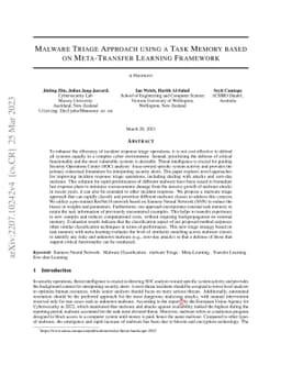 Malware Triage Approach using a Task Memory based on Meta-Transfer
  Learning Framework