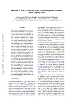 The Birth of Bias: A case study on the evolution of gender bias in an
  English language model