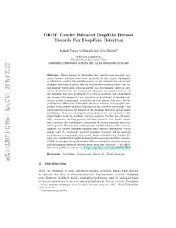 GBDF: Gender Balanced DeepFake Dataset Towards Fair DeepFake Detection