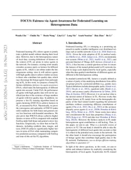 FOCUS: Fairness via Agent-Awareness for Federated Learning on
  Heterogeneous Data