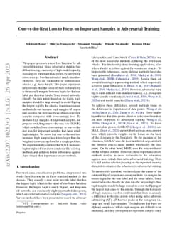 One-vs-the-Rest Loss to Focus on Important Samples in Adversarial
  Training