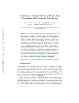 SeedFormer: Patch Seeds based Point Cloud Completion with Upsample
  Transformer