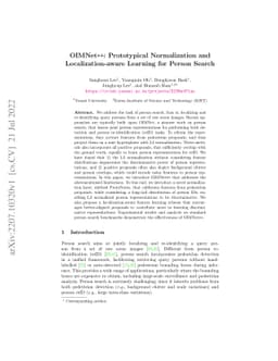 OIMNet++: Prototypical Normalization and Localization-aware Learning for
  Person Search