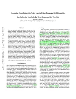 Learning from Data with Noisy Labels Using Temporal Self-Ensemble