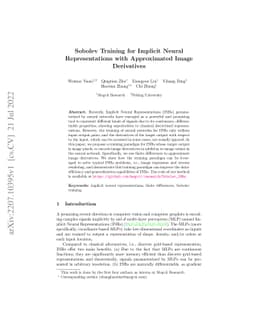 Sobolev Training for Implicit Neural Representations with Approximated
  Image Derivatives