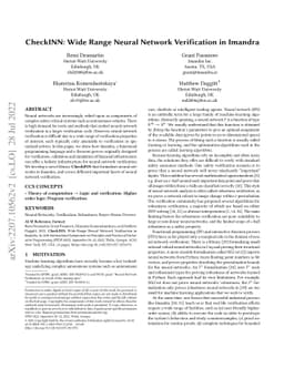 CheckINN: Wide Range Neural Network Verification in Imandra (Extended)