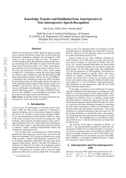 Knowledge Transfer and Distillation from Autoregressive to
  Non-Autoregressive Speech Recognition