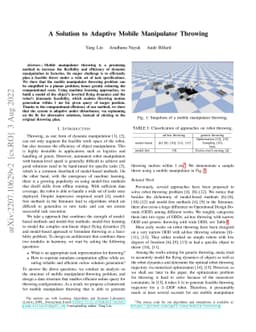 A Solution to Adaptive Mobile Manipulator Throwing