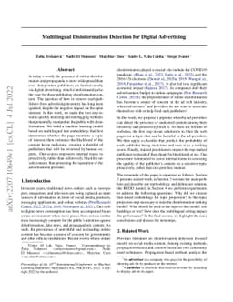 Multilingual Disinformation Detection for Digital Advertising