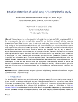 Emotion detection of social data: APIs comparative study