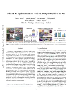 Omni3D: A Large Benchmark and Model for 3D Object Detection in the Wild