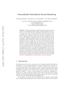 Generalizable Patch-Based Neural Rendering
