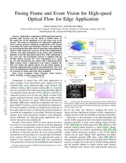 Fusing Frame and Event Vision for High-speed Optical Flow for Edge
  Application