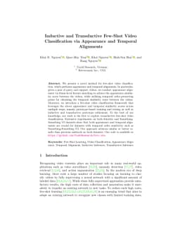 Inductive and Transductive Few-Shot Video Classification via Appearance
  and Temporal Alignments