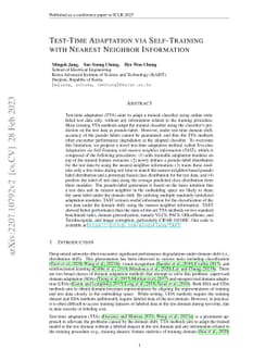 Test-Time Adaptation via Self-Training with Nearest Neighbor Information