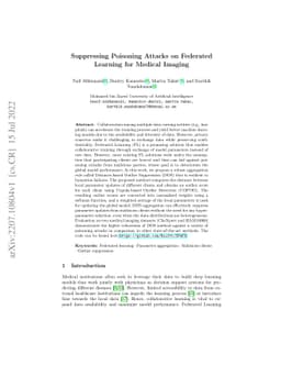 Suppressing Poisoning Attacks on Federated Learning for Medical Imaging