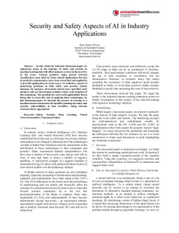 Security and Safety Aspects of AI in Industry Applications