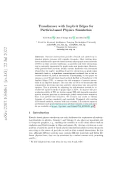 Transformer with Implicit Edges for Particle-based Physics Simulation