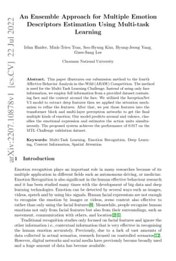 An Ensemble Approach for Multiple Emotion Descriptors Estimation Using
  Multi-task Learning
