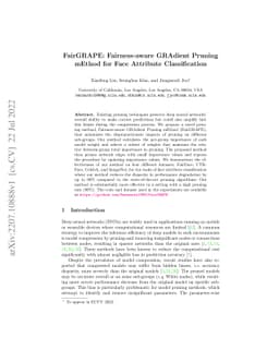 FairGRAPE: Fairness-aware GRAdient Pruning mEthod for Face Attribute
  Classification