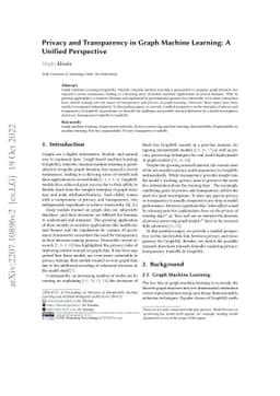 Privacy and Transparency in Graph Machine Learning: A Unified
  Perspective