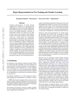 Hyper-Representations for Pre-Training and Transfer Learning