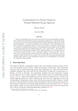 Cryptanalysis of a System based on Twisted Dihedral Group Algebras