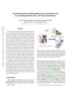 Emotion Separation and Recognition from a Facial Expression by
  Generating the Poker Face with Vision Transformers