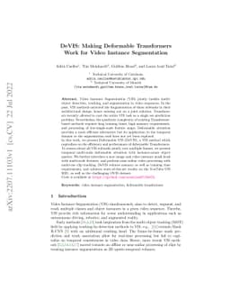 DeVIS: Making Deformable Transformers Work for Video Instance
  Segmentation