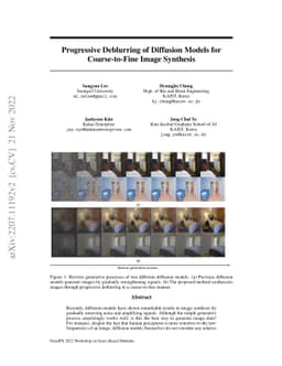 Progressive Deblurring of Diffusion Models for Coarse-to-Fine Image
  Synthesis