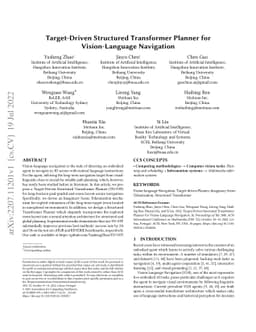 Target-Driven Structured Transformer Planner for Vision-Language
  Navigation