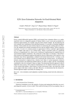 E2N: Error Estimation Networks for Goal-Oriented Mesh Adaptation