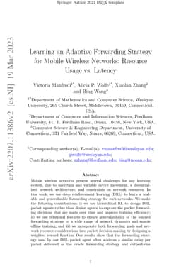 Learning an Adaptive Forwarding Strategy for Mobile Wireless Networks:
  Resource Usage vs. Latency